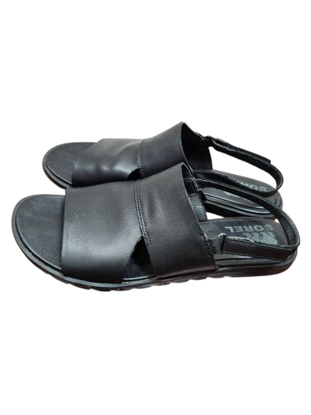 Sorel Ella II Crisscross Black Leather Sandals Women's US 7.5 Comfort Slingback - Picture 6 of 10